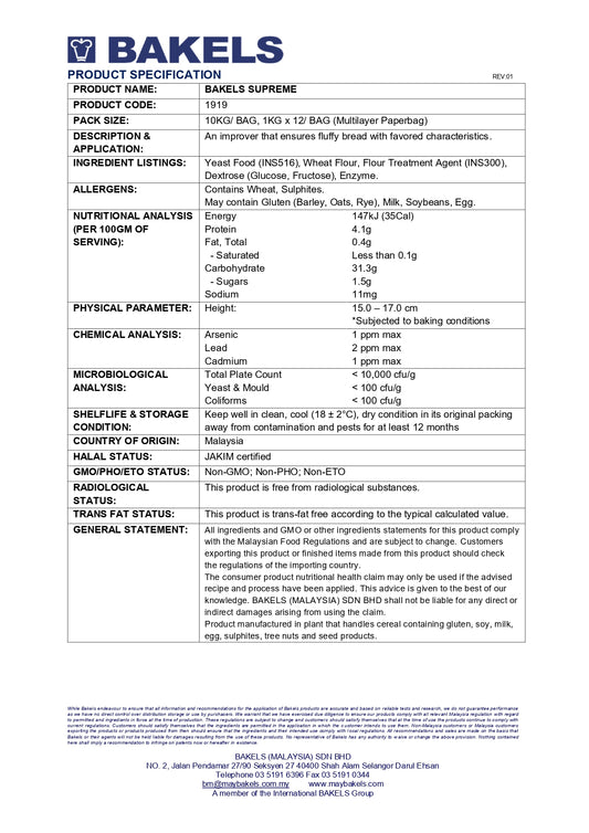 Supreme Bread Improver - 10Kg