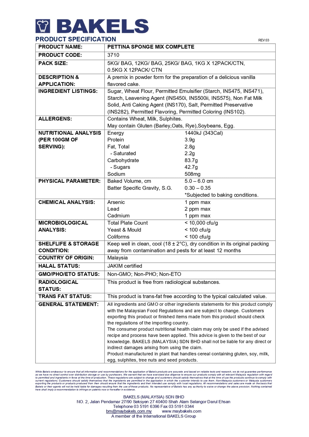 Pettina Sponge Mix - 1Kg