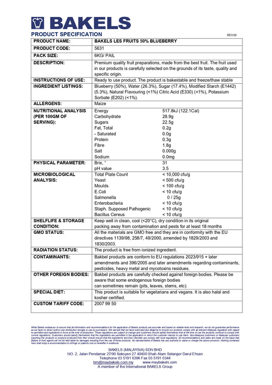 Les Fruits Blueberry 50% - 6Kg